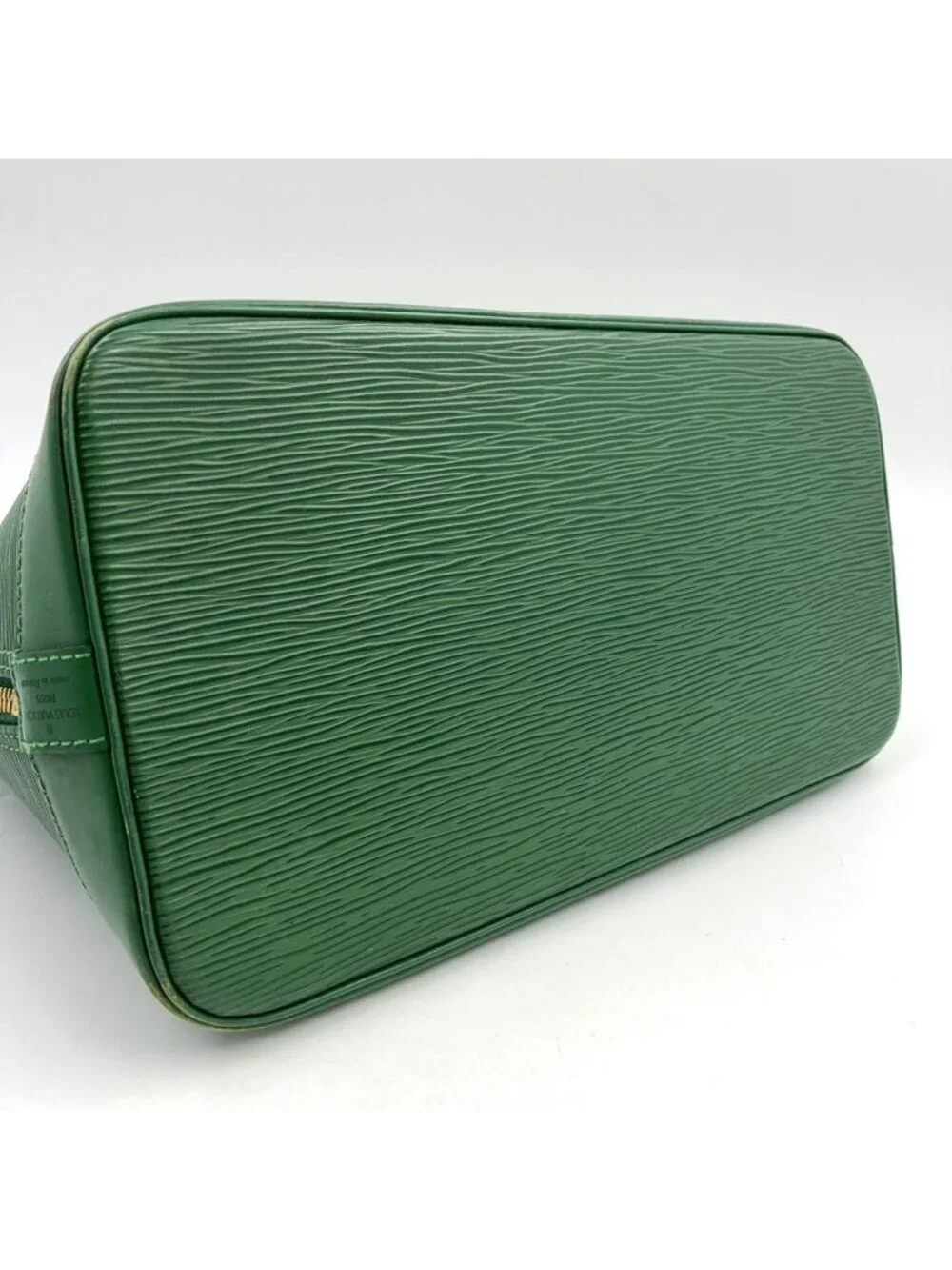 Louis Vuitton Alma Epi Borneo Green Leather Handbag Gold